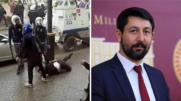 Yürüyüşe katılan HDP Iğdır Milletvekili Habip Eksik polis tarafından darp edildi.