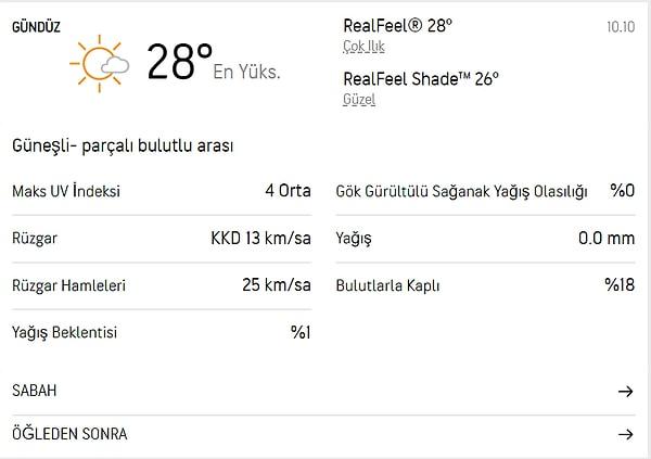 10 Ekim Pazartesi İstanbul Hava Durumu