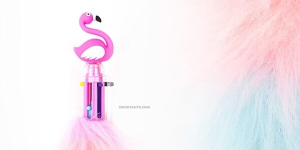 9. Mikro Pembe Renkli Flamingo Peluş Tükenmez Kalem