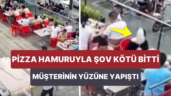 Şov Yapmak İsterken Pizza Hamurunu Müşterinin Suratına Yapıştıran Garson