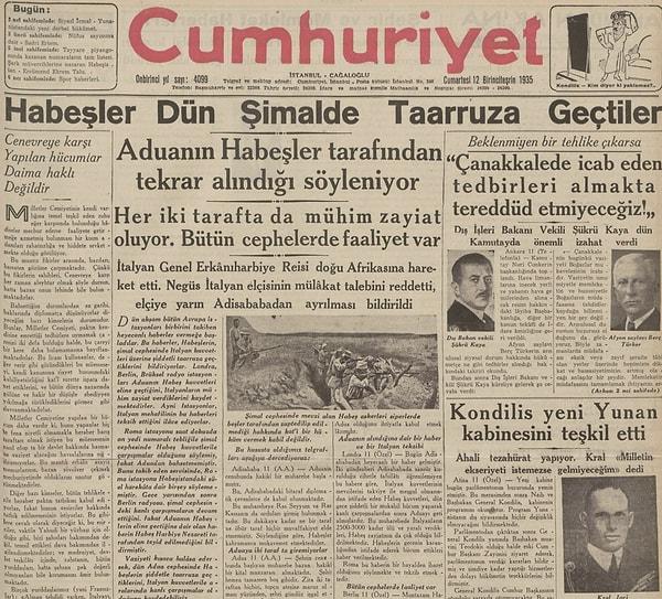Bugünün eski gazetesi: 12 Ekim 1935