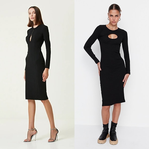 3. Tom Ford Siyah Dekolte Detaylı Midi Elbise