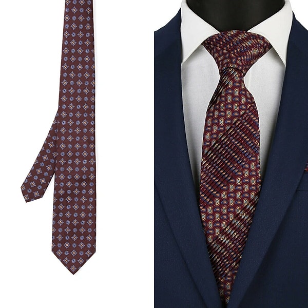 10. Isaia Bordo Desenli İpek Kravat