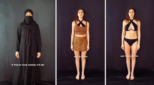 Sosyal medyadan soyunduğu görüntüleri paylaşan Norouzi, 'Her kadın canı ne isterse giymelidir' dedi.