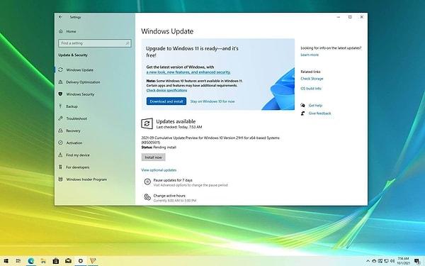 Windows Update üzerinden işletim sistemi güncellemelerini gerçekleştirin.