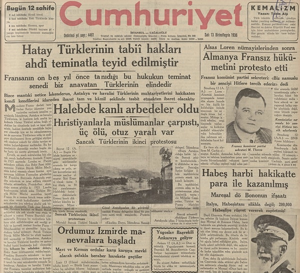 Bugünün eski gazetesi: 13 Ekim 1936