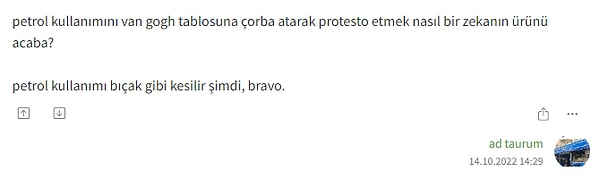 "Petrol kullanımı bıçak gibi kesilir şimdi, bravo."