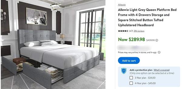 Nerde uyuyacağız? Yatağımızı da alalım dolaba gerek yok bazalı bir model idare eder. Walmart'ta 290 dolar.