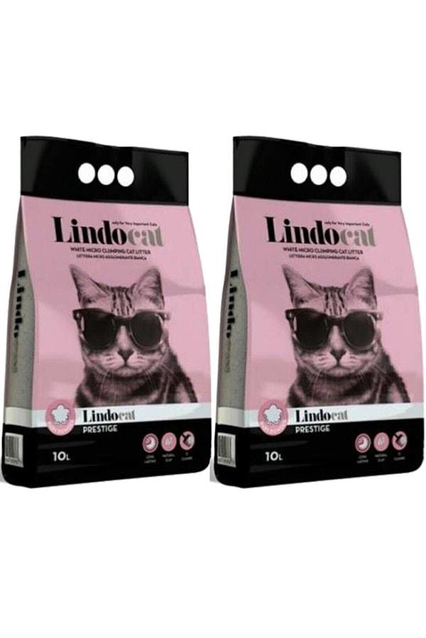 10. Lindo Cat Pudra Kokulu Parfümlü Bentonit Topaklanan İnce Taneli Kedi Kumu