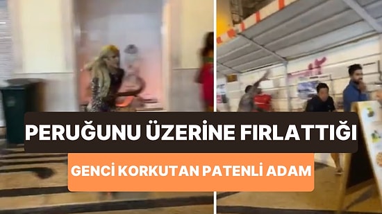 Sarı Peruklu ve Leopar Desenli Tayt Giyen Patenli Erkek Takla Atarak Üzerine Doğru Gelince Kaçan Genç