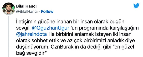 Bilal Hancı ise aynı pozu bu not eşliğinde paylaştı.👇