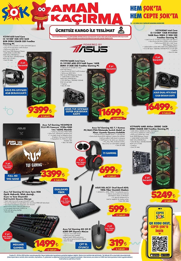 Asus Mekanik Oyuncu Klavye 1,499 TL.