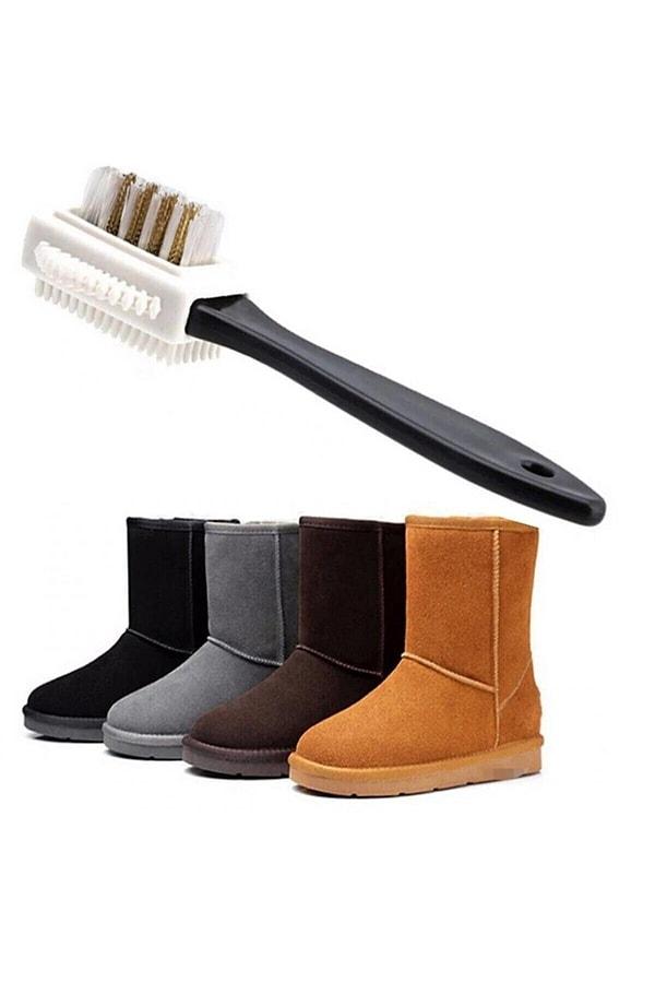 14. Süet, nubuk, deri bot ve ayakkabılarınızı temizleyebileceğiniz çift taraflı pratik bakım fırçası ile hem zamandan hem paradan tasarruf edin.