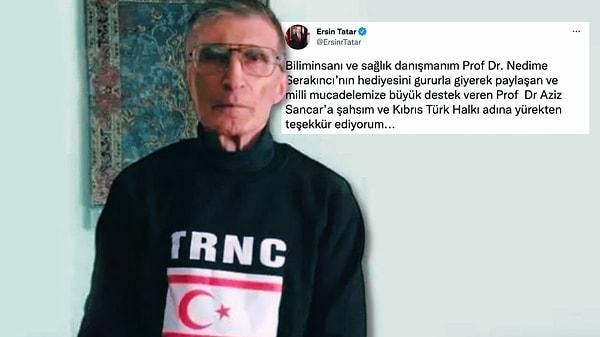 Fotoğrafı alıntılayan KKTC Cumhurbaşkanı Ersin Tatar, Sancar'a teşekkür etti.