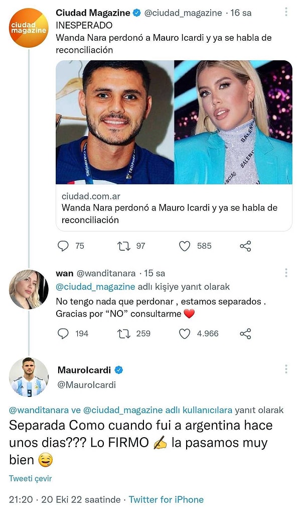 Wanda Nara ile Mauro Icardi çiftinin garip ilişkisinin sonu nereye varacak bilmiyoruz fakat Icardi bu aşktan vazgeçmeyecek gibi görünüyor.