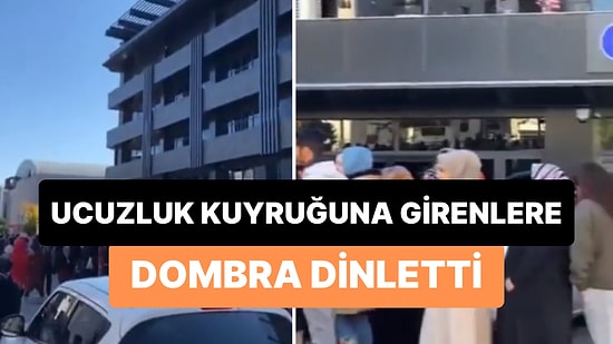 Ucuz Alışveriş İçin Kuyruğa Giren İnsanlara Balkondan 'Dombra' Açan Vatandaş
