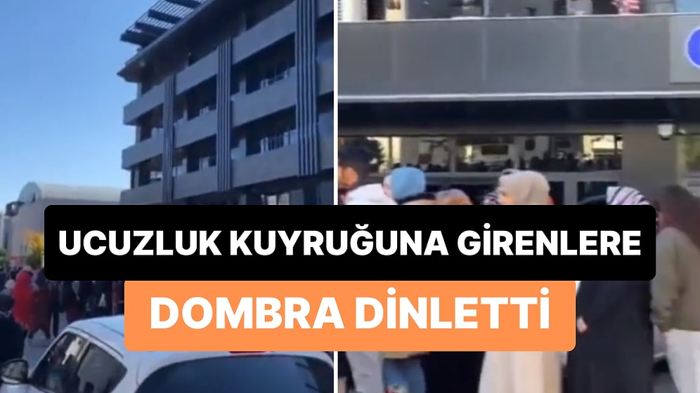 Ucuz Alışveriş İçin Kuyruğa Giren İnsanlara Balkondan 'Dombra' Açan Vatandaş