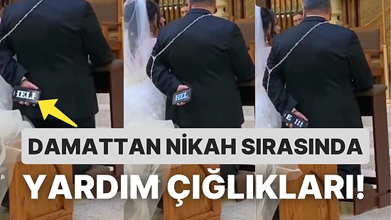 Son Şakasını Yaptı: Nikah Sırasında Konuklara Telefonuyla 'Help Me!' Mesajı Veren Damadın Viral Olan Videosu