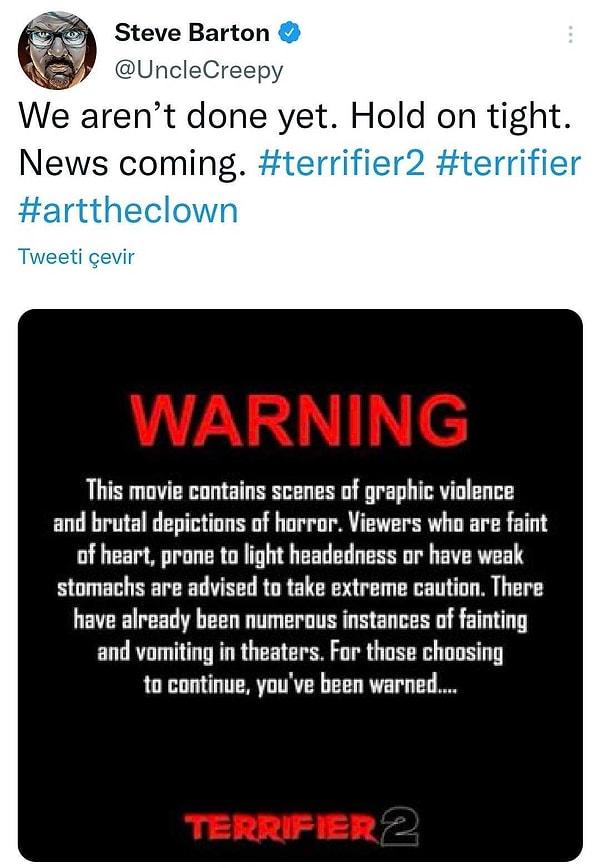 Yaşanan bu olaylar sonucu filmin yapımcılarından biri olan Steve Barton, Twitter'ı aracılığıyla bir uyarı dahi yayınladı: