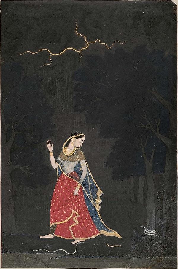7. 1807: "Abhisarika Nayika (sevgilisiyle belirlenen bir yerde buluşacak kadın kahraman)", Mola Ram