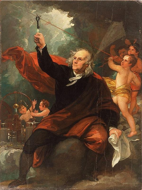 16. 1816: " Benjamin Franklin Drawing Electricity from the Sky", Benjamin Franklin
