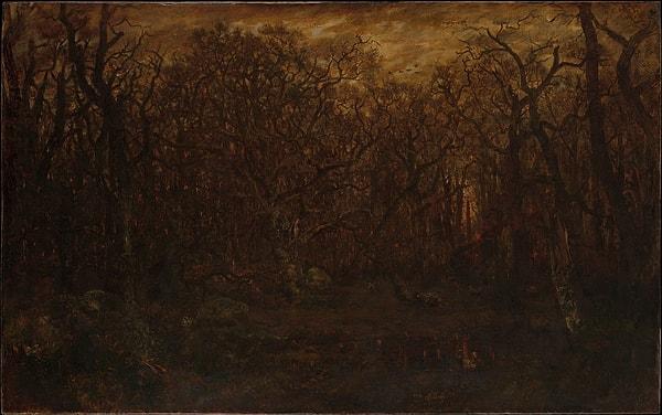 46. 1846: "The Forest in Winter at Sunset", Théodore Rousseau