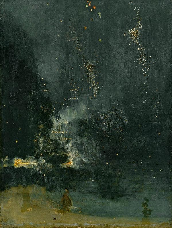 75. 1875: "Nocturne in Black and Gold – The Falling Rocket", James Abbott McNeill Whistler