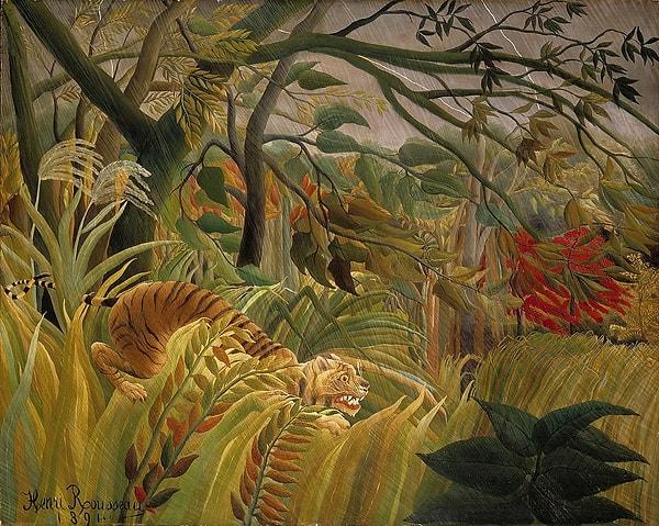 91. 1891: "Tropikal Fırtınada Kaplan", Henri Rousseau
