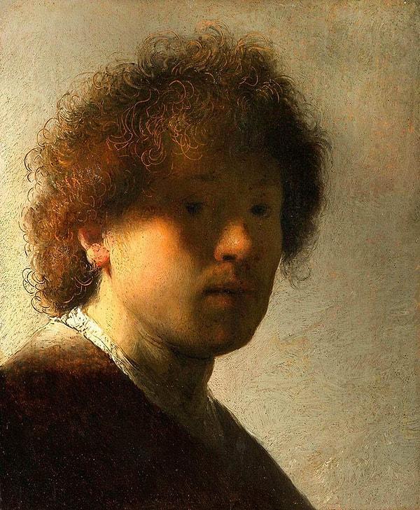 Yukarıda tam ortada gördüğümüz otoportre ressamımızın genç yaşlarını tasvir ediyor ve 1629 yılına atfediliyor. Bilmeyenler için yaş aldıkça kendisini çizmeyi sevdiğini anladığımız Rembrandt'ın sayısız otoportresi bulunuyor!