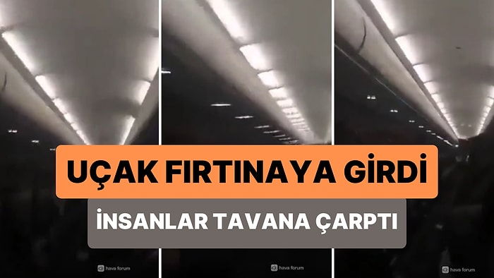 Fırtınanın İçine Giren Uçakta Kemerleri Takılı Olmayan İnsanların Tavana Çarptığı Korkunç Anlar