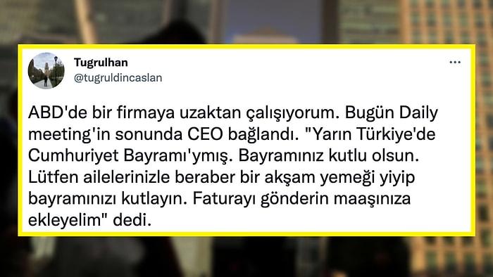 Bir ABD Firmasının Türk Çalışanına Cumhuriyet Bayramı Nedeniyle Yaptığı Akşam Yemeği Jesti