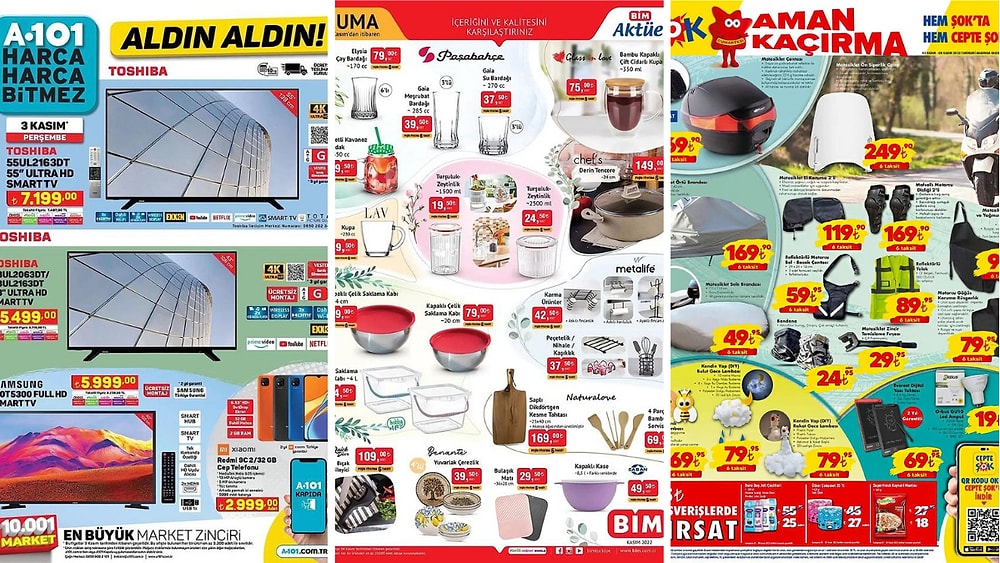İndirim Günleri Başlıyor! 31 Ekim - 6 Kasım Haftasında A101, BİM ve ŞOK Aktüel Ürünler Listesinde Ne Var?