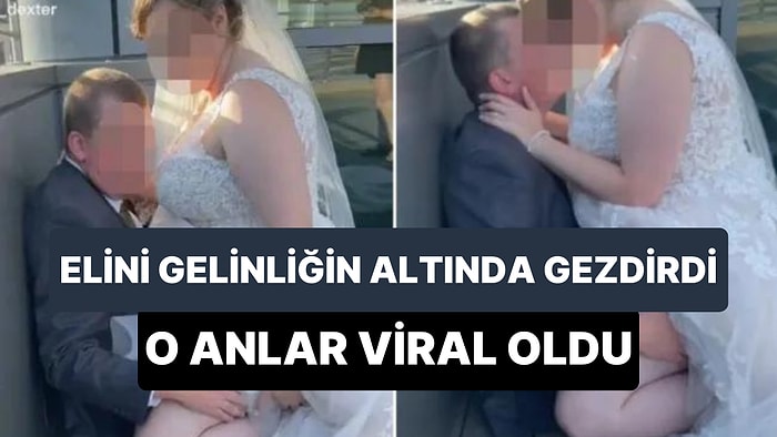 Kucağına Oturan Gelinin Gelinliğinin Altında Elini Gezdiren Damadın Müstehcen Anları Viral Oldu