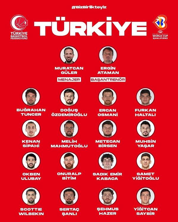 Başantrenör Ergin Ataman yönetimindeki milli takımın aday kadrosu şu isimlerden oluşuyor: