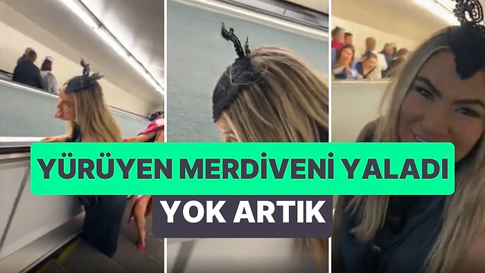 Bunu da Yapmazsın! Sosyal Medyada Beğeni Uğruna Yürüyen Merdiveni Yaladı!