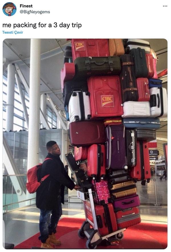 5. "3 günlük seyahat için valiz hazırlıyorumdur"