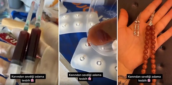 Sevdiği adam için kanından tespih yaptırmak isteyen kadın şırınga ile 2 tüp kan gönderdikten sonra yapılan işle sosyal medyada gündem oldu.