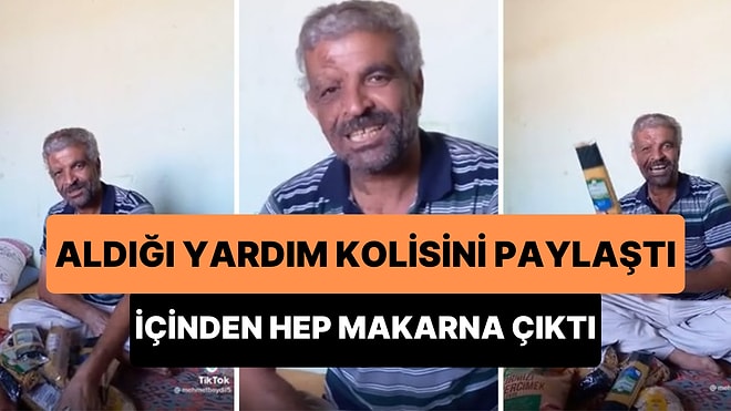 'Bugün Çok Güzel Yardım Aldık, Cumhurbaşkanımızın Yardımı' Diyen Vatandaş Koliyi Açtı: 'Makarna, Makarna'