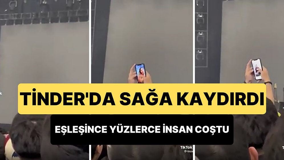 Yüzlerce İnsanın İçinde Tinder'da Sağa Kaydıran ve Bir Kadın ile Eşleşen Adam Kalabalığı Coşturdu