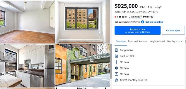 Bu New York'ta son ev ama karşı camdan Richard Gere bakacakmış gibi bir ev hem de 925 bin dolar. 2+1 ev her yere yürüme mesafesi konumda hem.