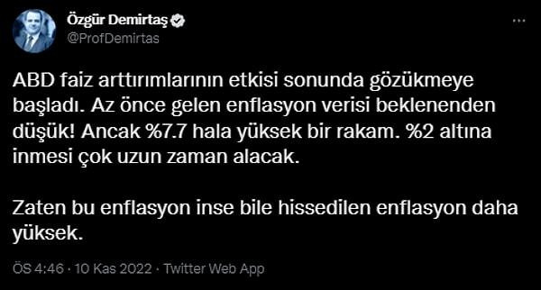 Prof. Dr. Özgür Demirtaş da veriyi yorumladı.