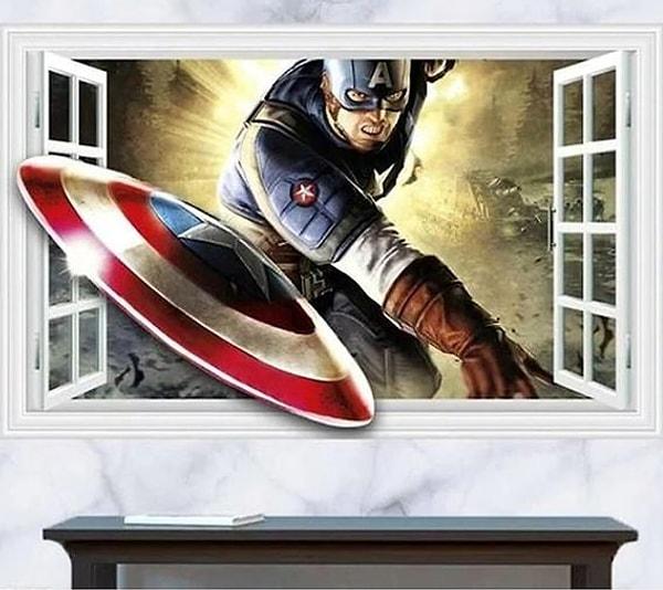 5. Captain America Avengers Süper Kahraman Çocuk Ve Genç Odası Stickerı