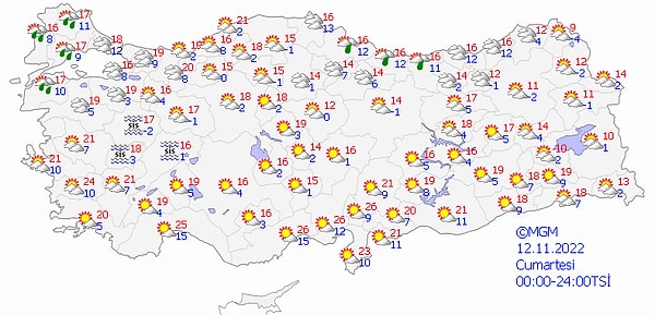 Bugün yurt genelinde hava şöyle: