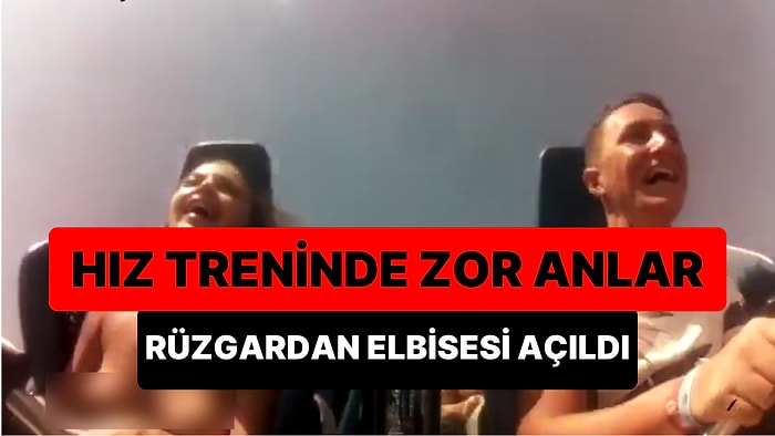 Hız Trenindeki Rüzgar Nedeniyle Elbisesinin Askıları Düşen Kadın Memeleri Gözükünce Zor Anlar Yaşadı