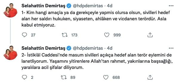 Selahattin Demirtaş: "Hukuken, siyaseten, ahlâken ve vicdanen terördür. Lanetliyorum..."