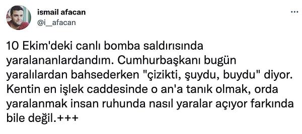 7. Erdoğan'ın patlama hakkında bilgi verirken kullandığı ifadeler de tartışıldı.
