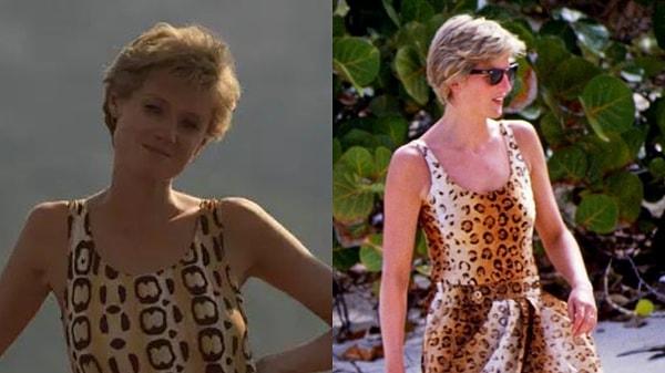 3. The Crown dizisinde Diana bu sefer leopar desenli bir elbise ile karşımıza çıkıyor.