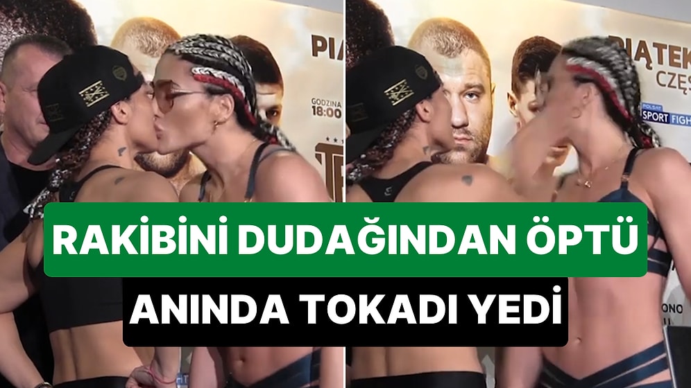Boks Karşılaşması Öncesi Rakibini Dudağından Öpünce Tokat Yiyen Kadın Boksör