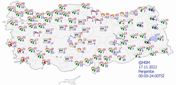 Bugün yurt genelinde hava şöyle: