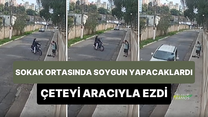 Sokakta Yürüyen Çifti Silah Doğrultarak Soymaya Çalışan Motosikletli Çeteyi Arabasıyla Ezdi!